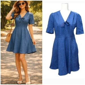 Vintage Retro Align Blue Dress 👗